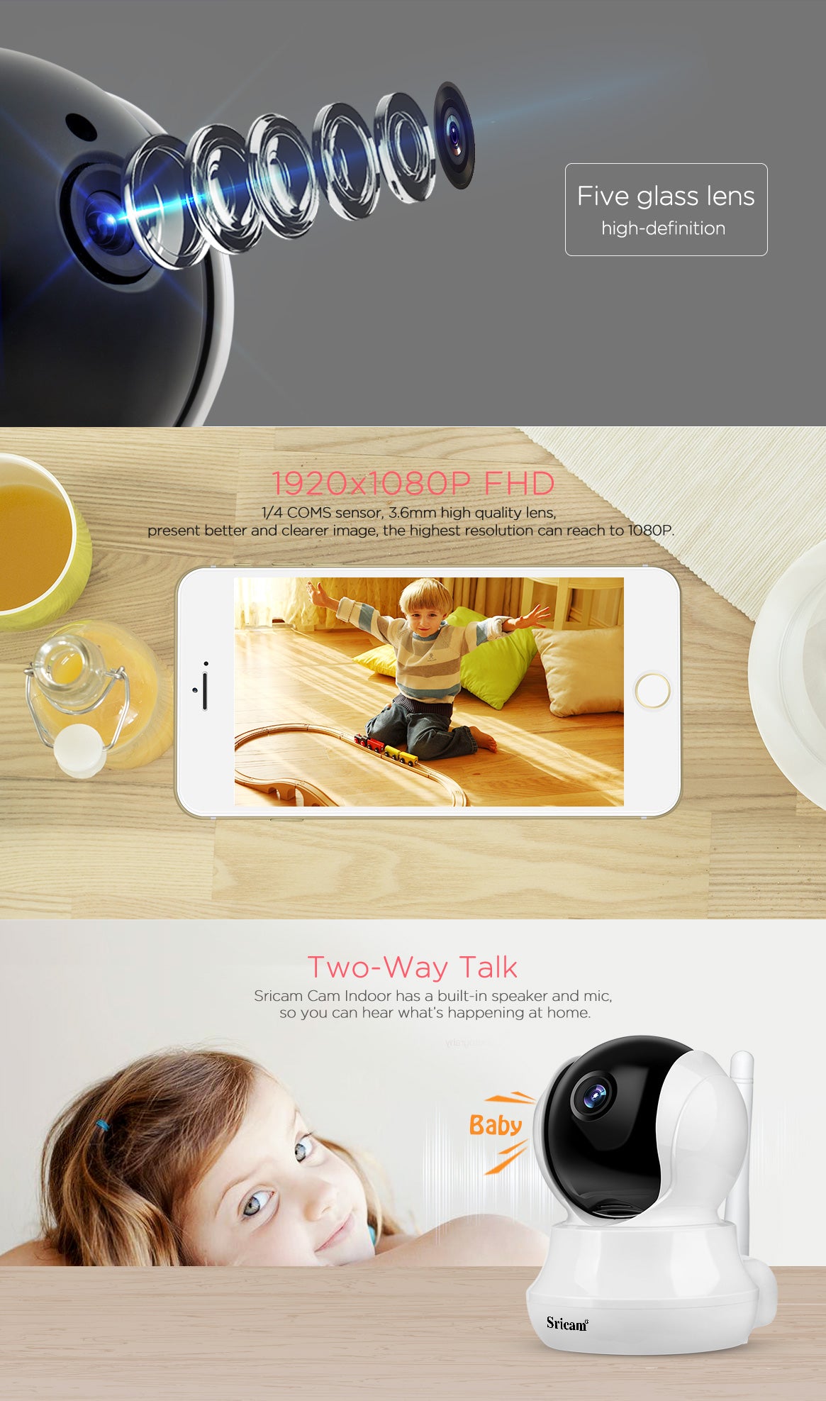 Camera de supraveghere WIFI Sricam SP020 Mini Pro