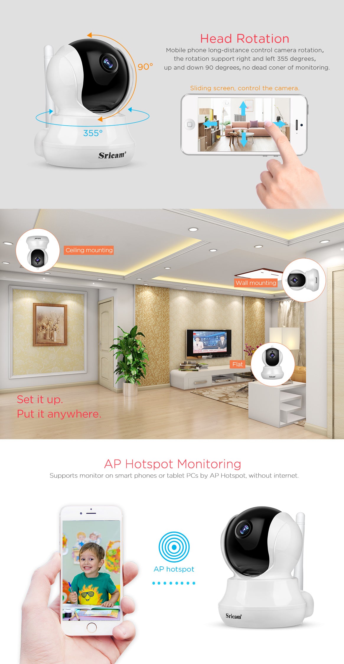 Camera de supraveghere WIFI Sricam SP020 Mini Pro