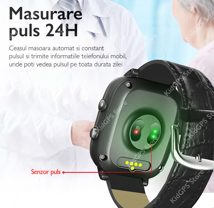 Ceas smartwatch GPS adulti si copii Techon H10 4G, Negru