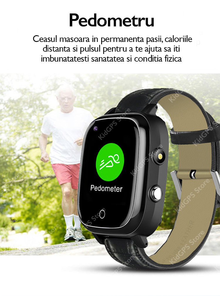 Ceas smartwatch GPS adulti si copii Techon H10 4G, Negru