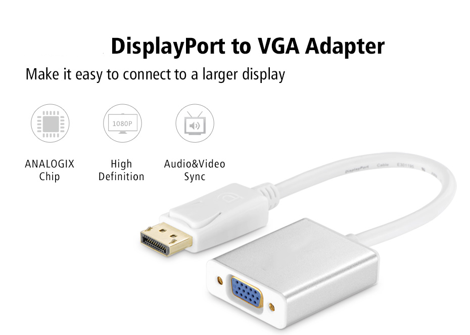 Adaptor DP (Display Port) la VGA TechONE, port Tata-Mama