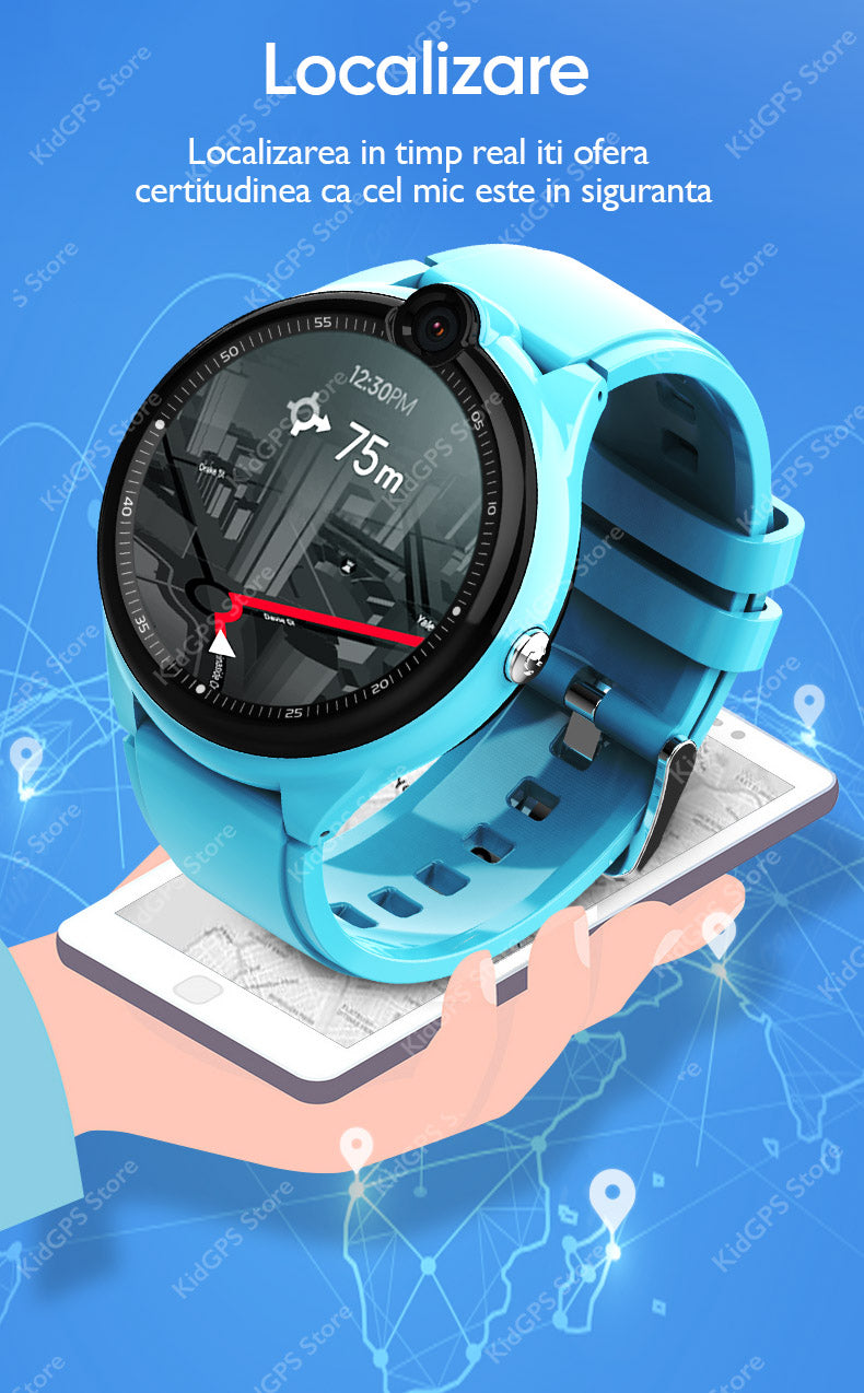 Ceas smartwatch GPS copii Techone™ KT26, Albastru