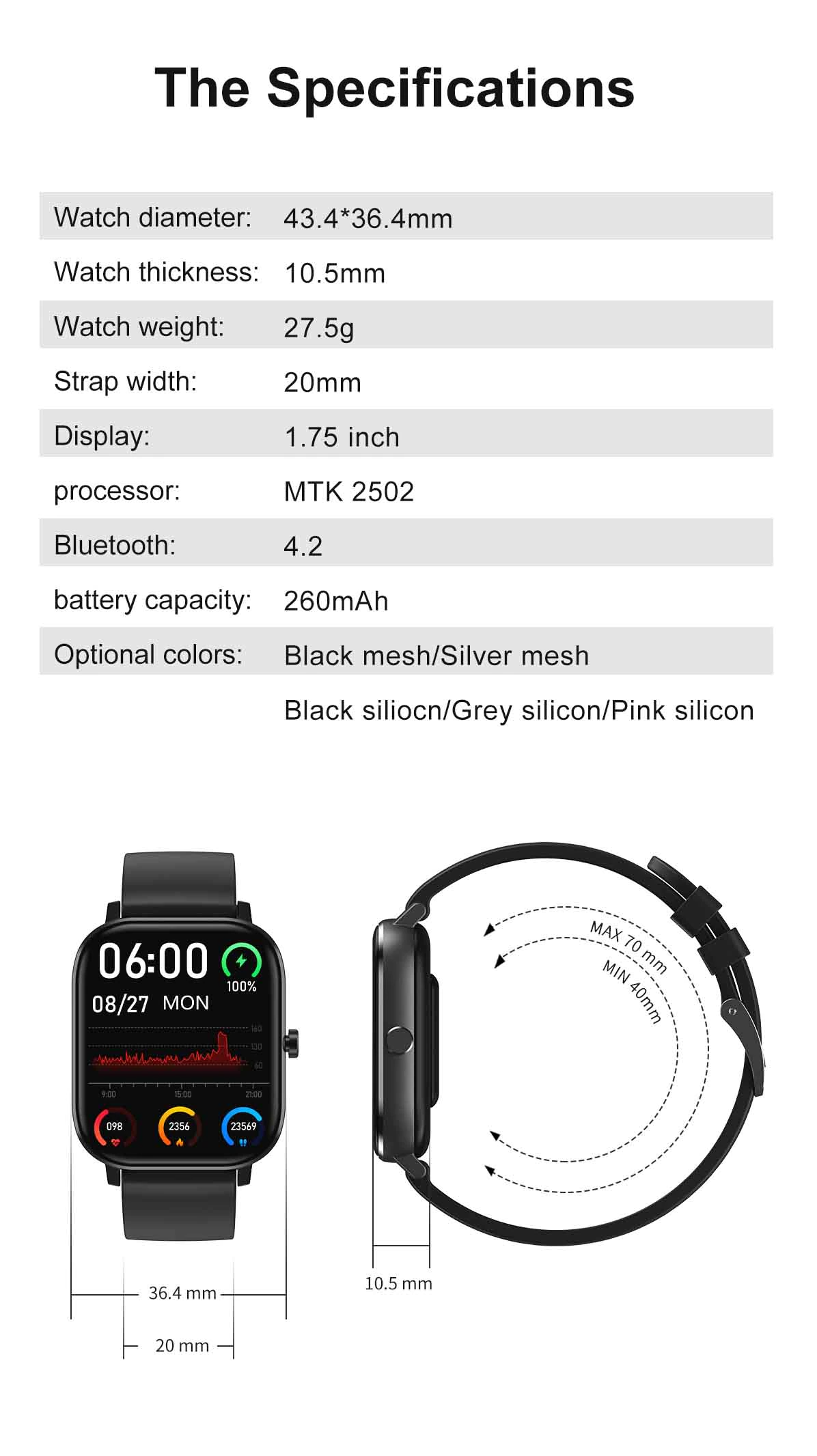 Ceas smartwatch femei TechON DT35+, Auriu