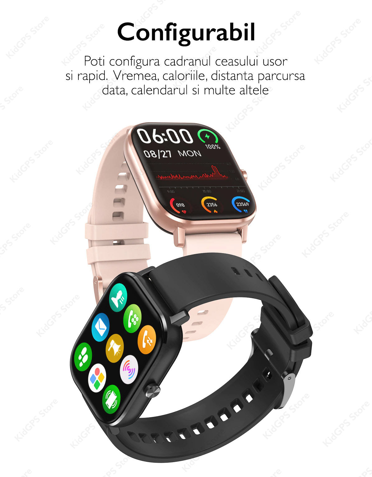 Ceas smartwatch femei TechON DT35+, Auriu