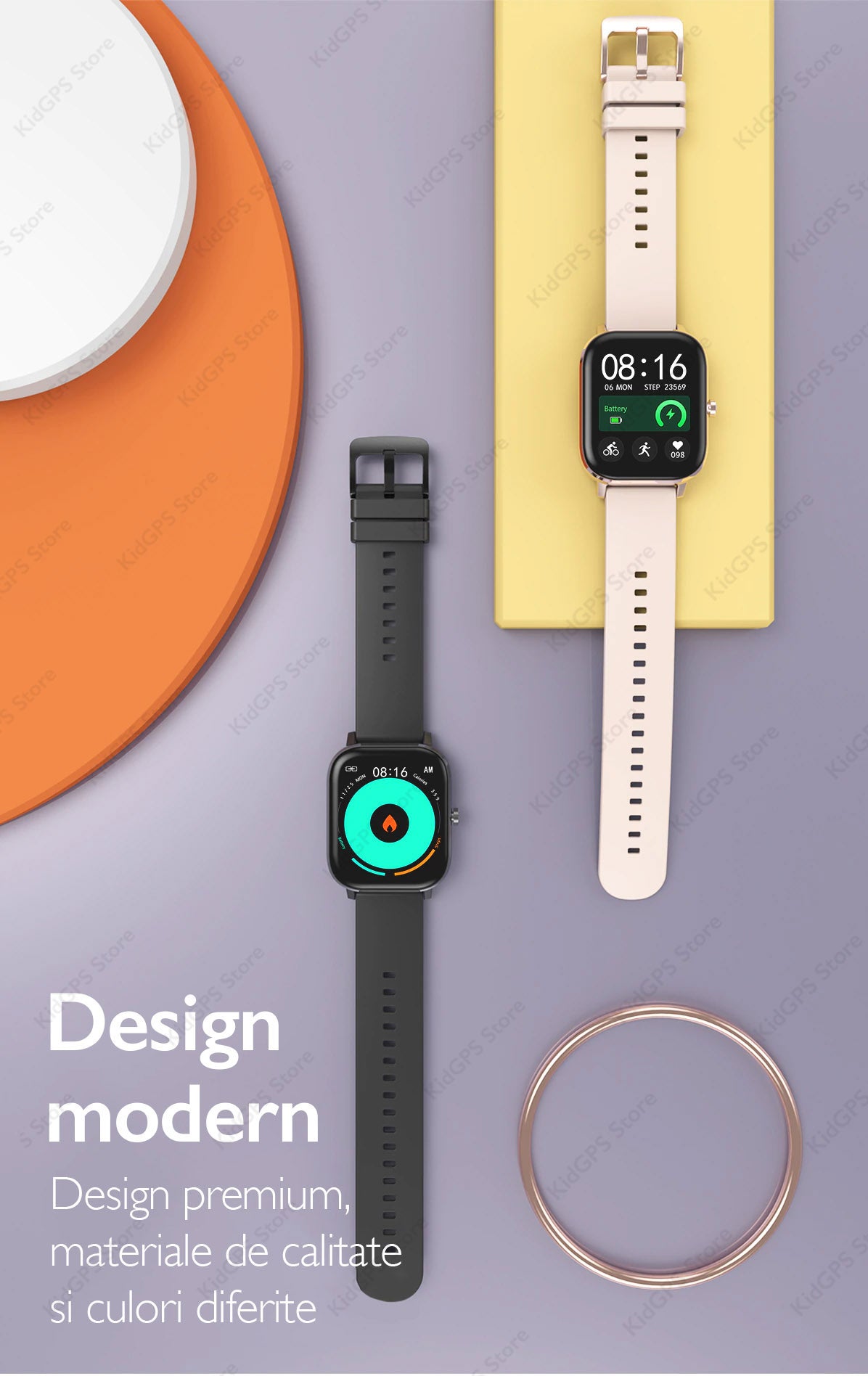 Ceas smartwatch femei TechON DT35+, Auriu