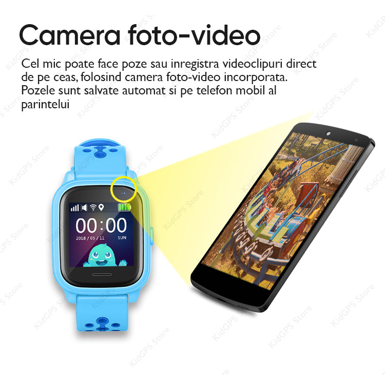 Ceas smartwatch GPS copii TechONE KT04, Negru