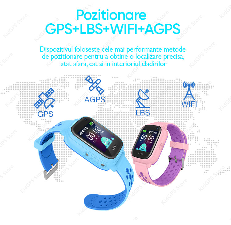 Ceas smartwatch GPS copii TechONE KT04, Negru
