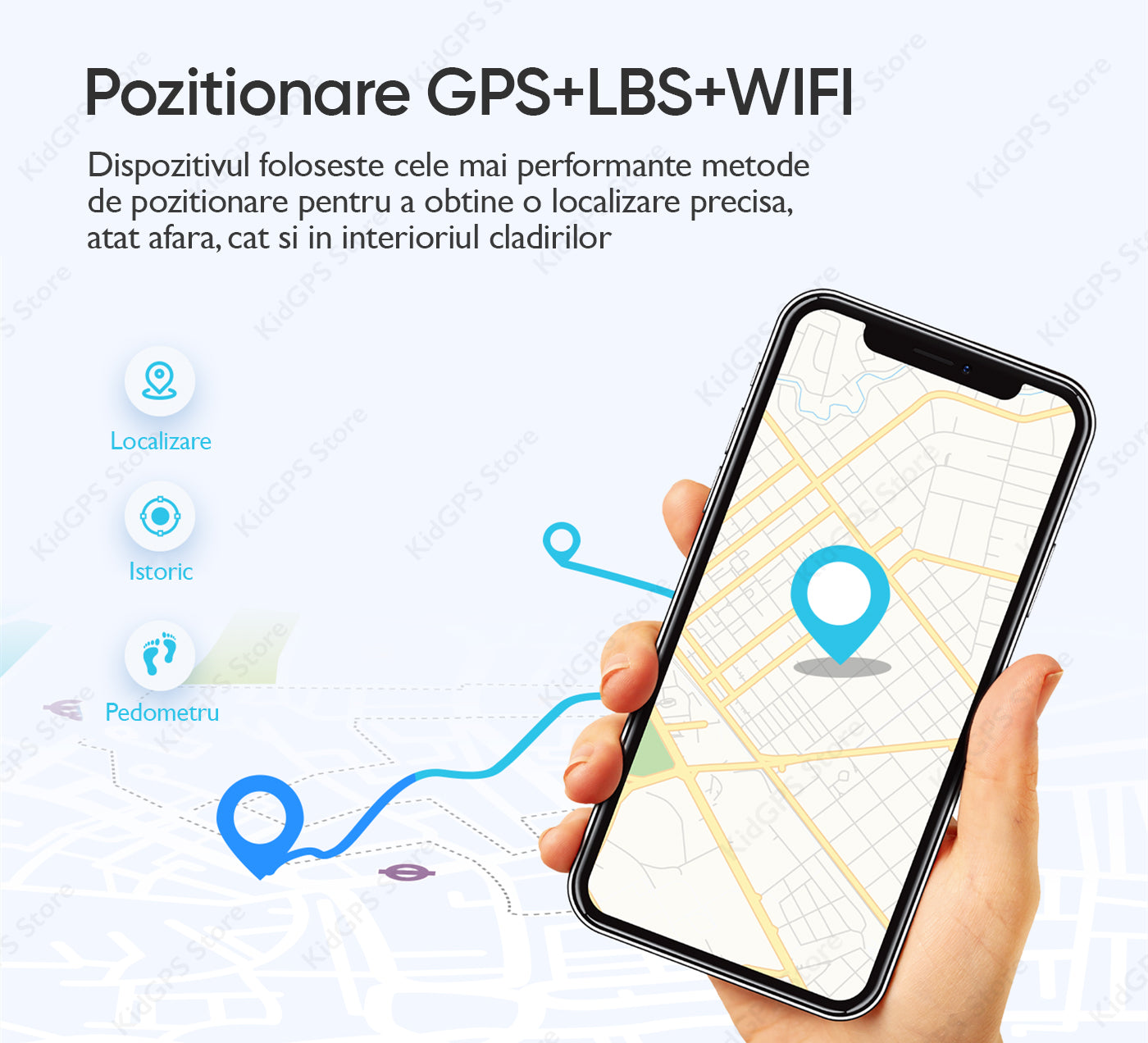 Ceas smartwatch copii GPS TechONE TD26, Albastru