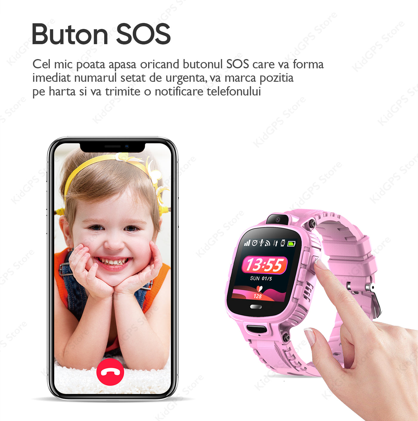 Ceas smartwatch copii GPS TechONE TD26, Albastru