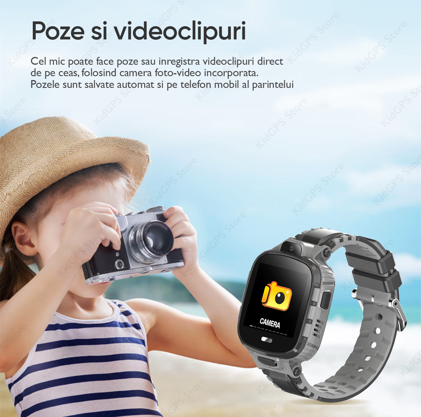Ceas smartwatch copii GPS TechONE TD26, Negru