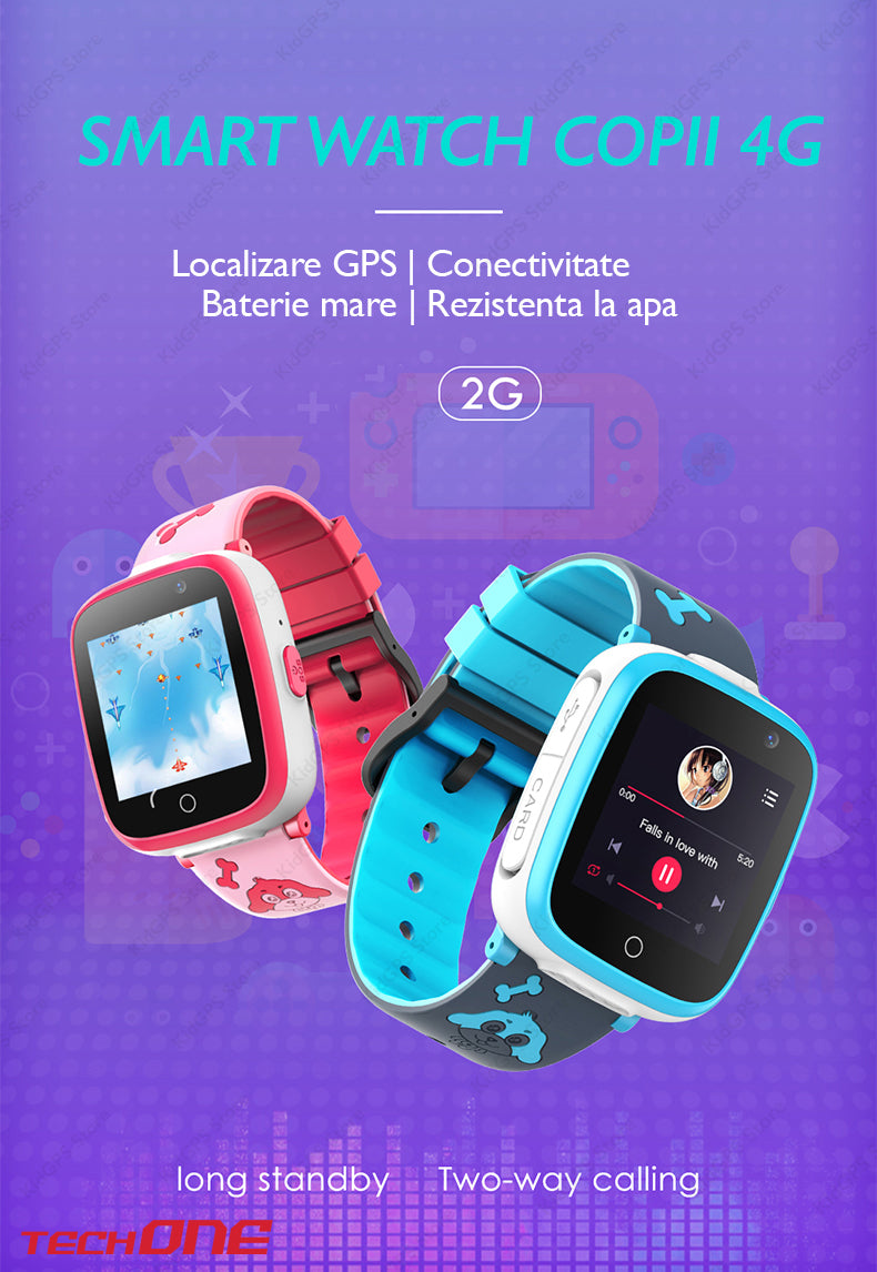 Ceas smartwatch copii Techone G3, Roz