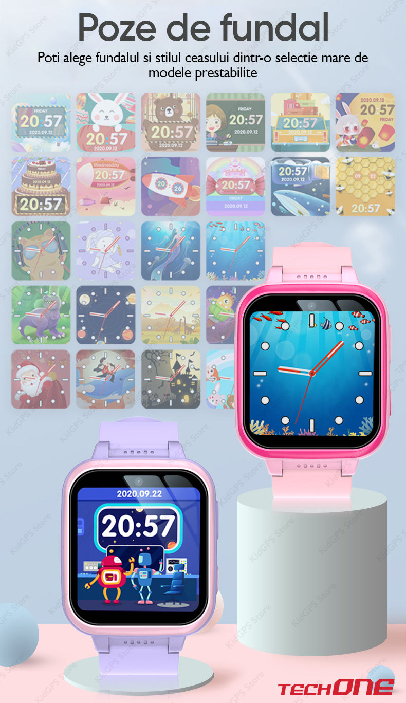 Ceas smartwatch copii Techone Y90, Roz
