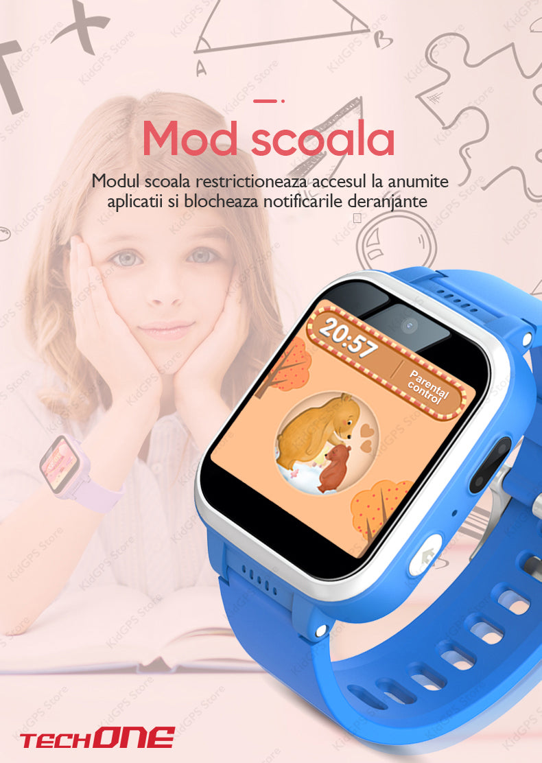 Ceas smartwatch copii Techone Y90, Roz