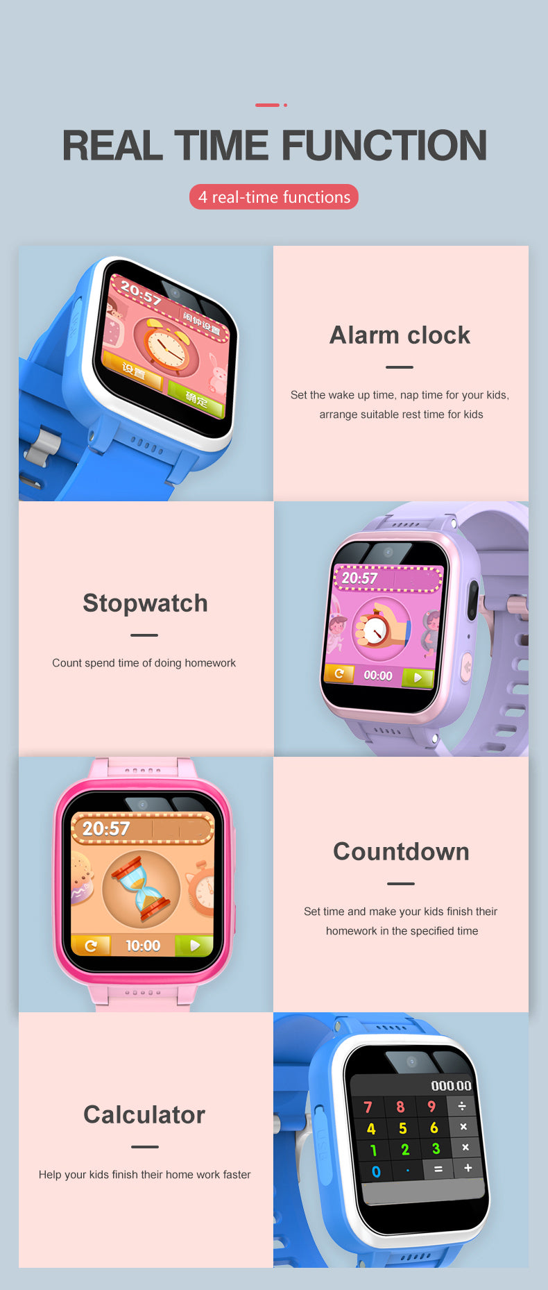 Ceas smartwatch copii Techone Y90, Mov