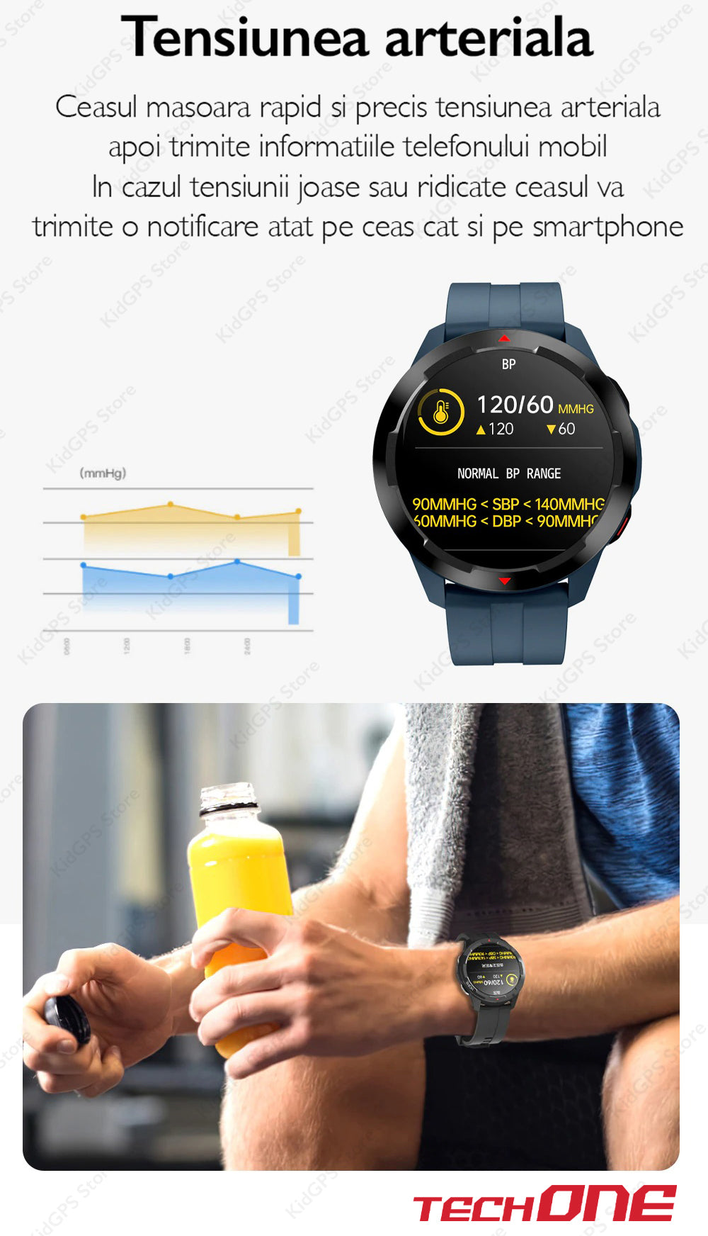 Ceas smartwatch barbati TechONE MT13
