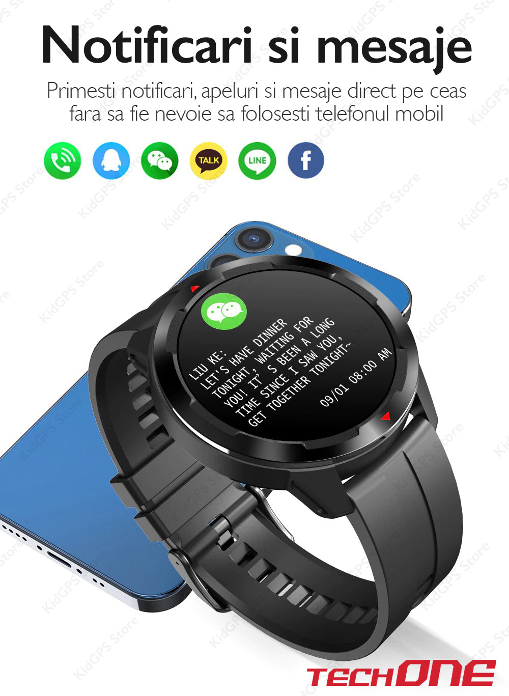Ceas smartwatch barbati TechONE MT13