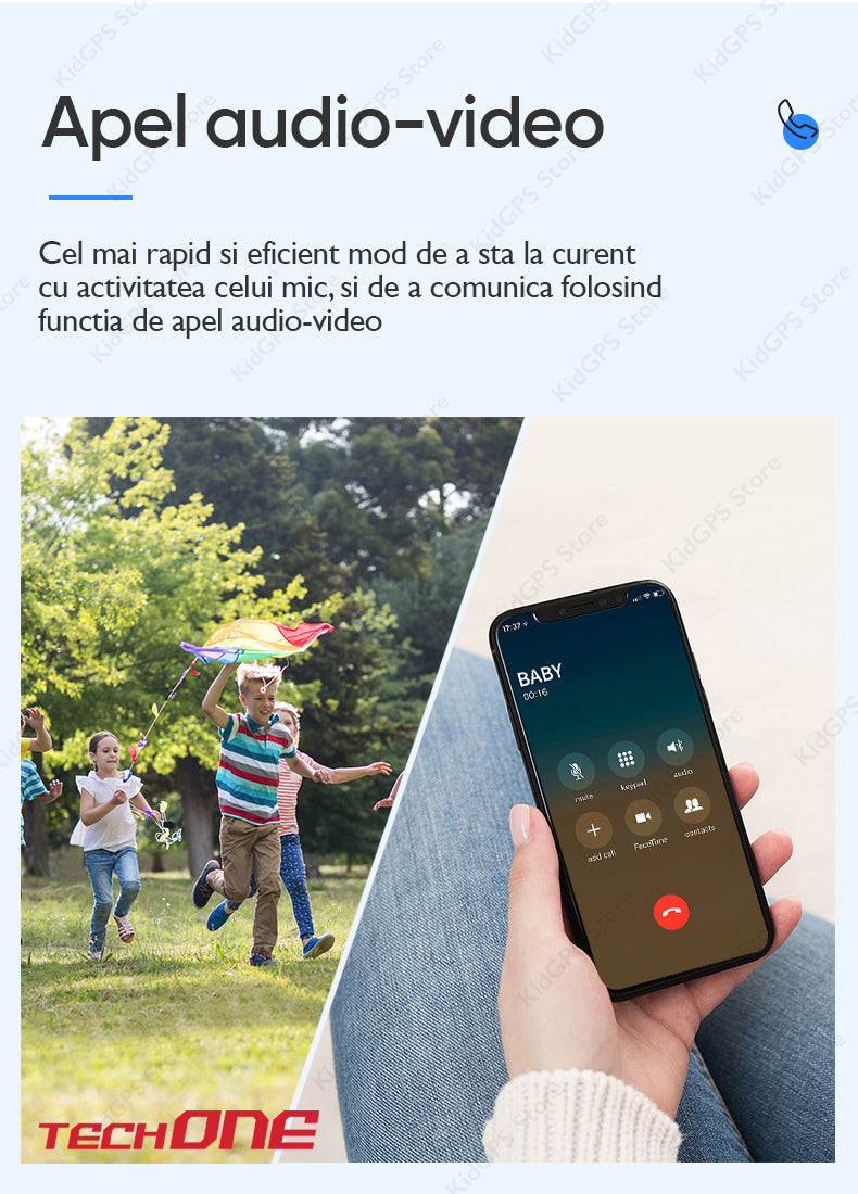 Ceas smartwatch GPS copii Techone CT03, Albastru