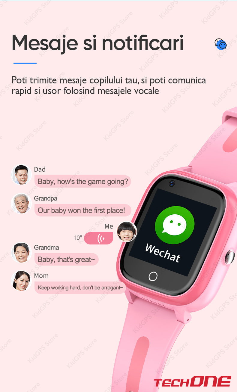 Ceas smartwatch GPS copii Techone CT03, Albastru
