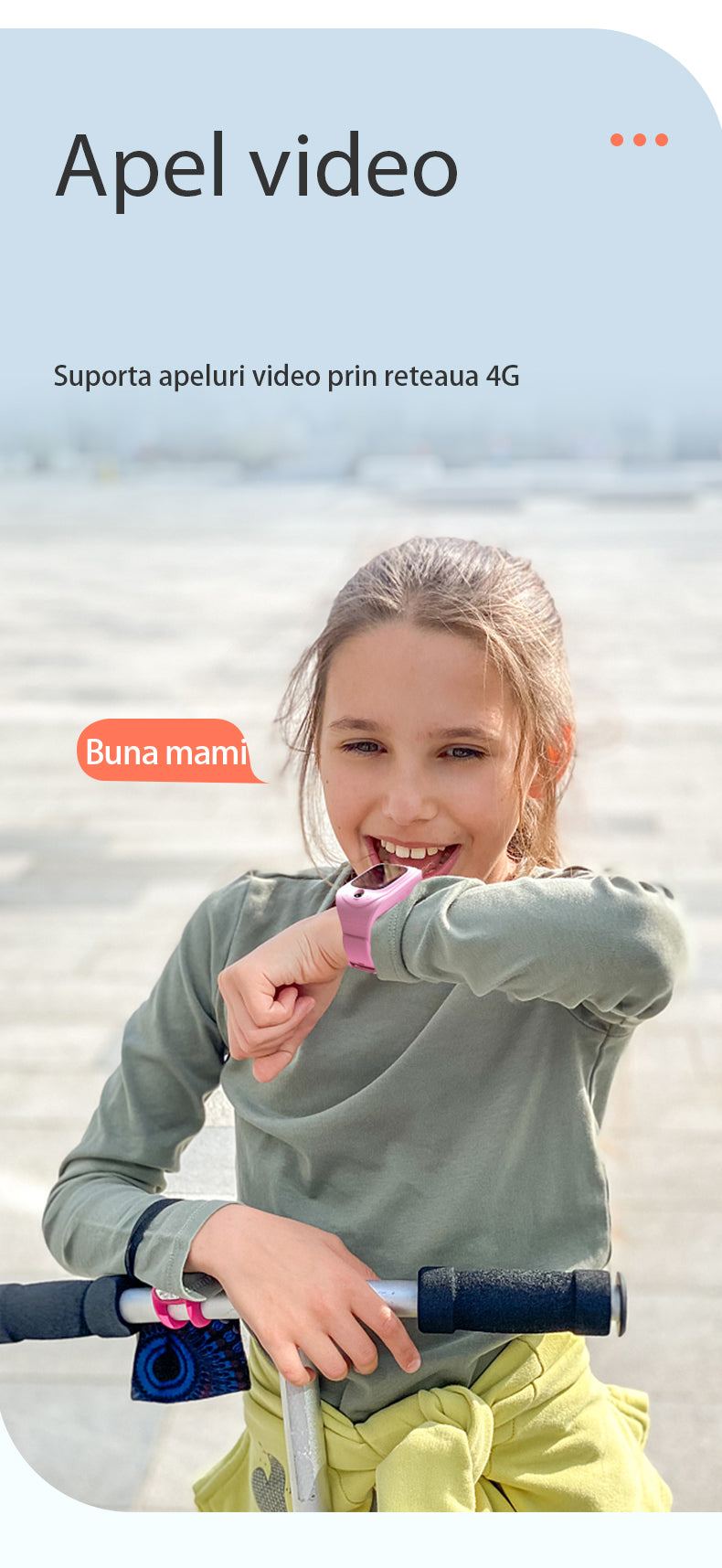 Ceas smartwatch GPS copii Techone FG41+, Roz