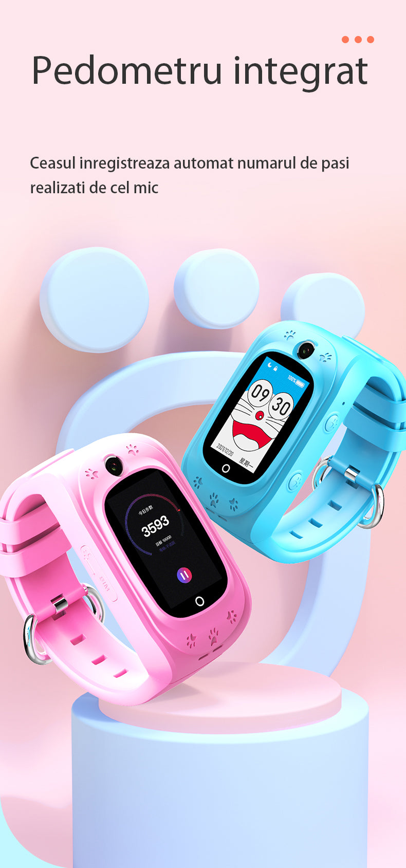 Ceas smartwatch GPS copii Techone FG41+, Roz