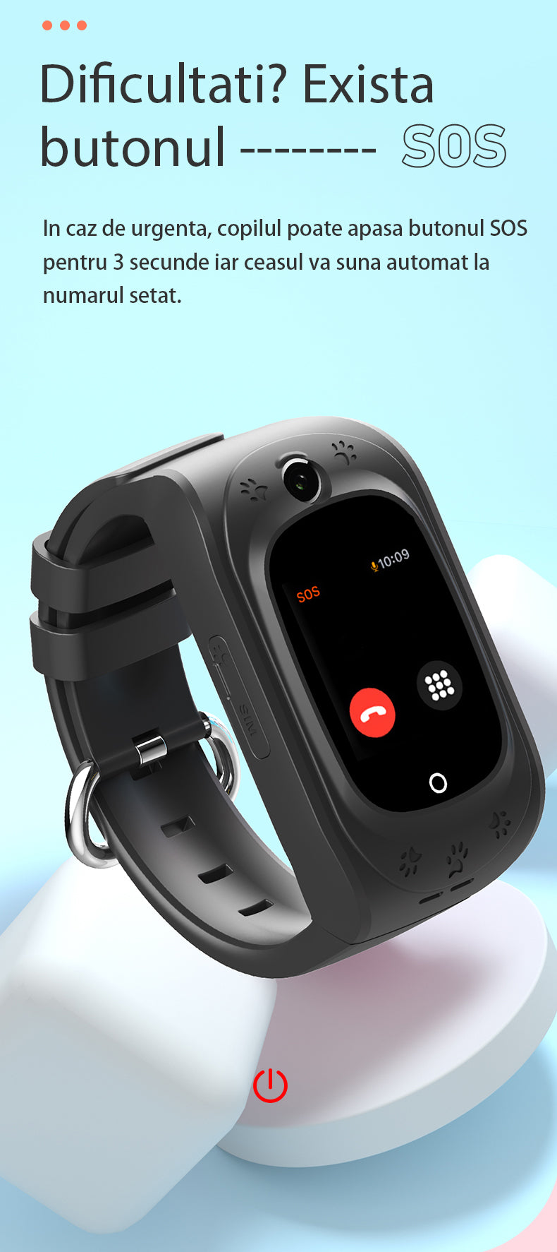 Ceas smartwatch GPS copii Techone FG41+, Albastru