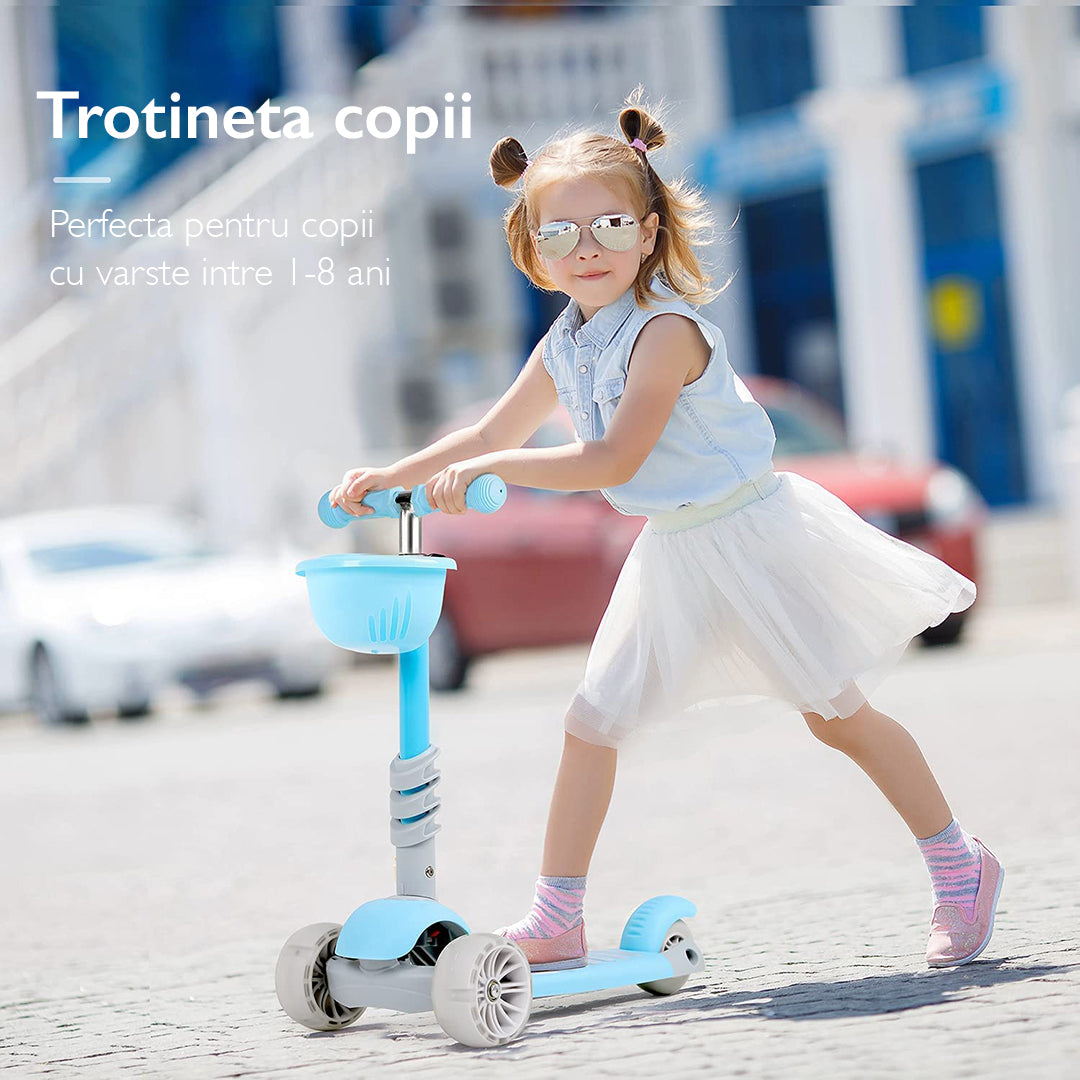 Trotineta copii 3 in 1 KidProtect Ultra Safe, Albastru