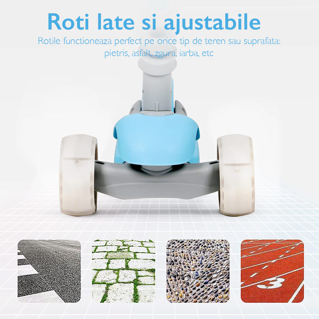 Trotineta copii 3 in 1 KidProtect Ultra Safe, Albastru