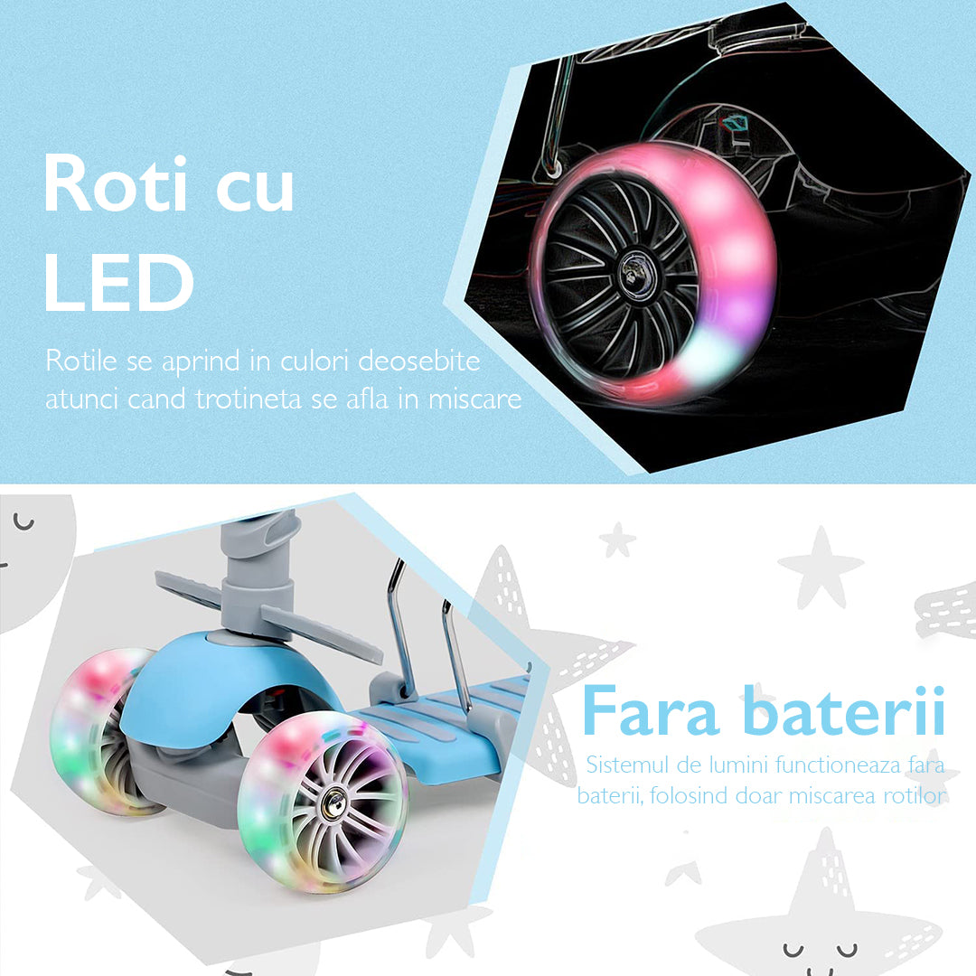 Trotineta copii 3 in 1 KidProtect Ultra Safe, Albastru