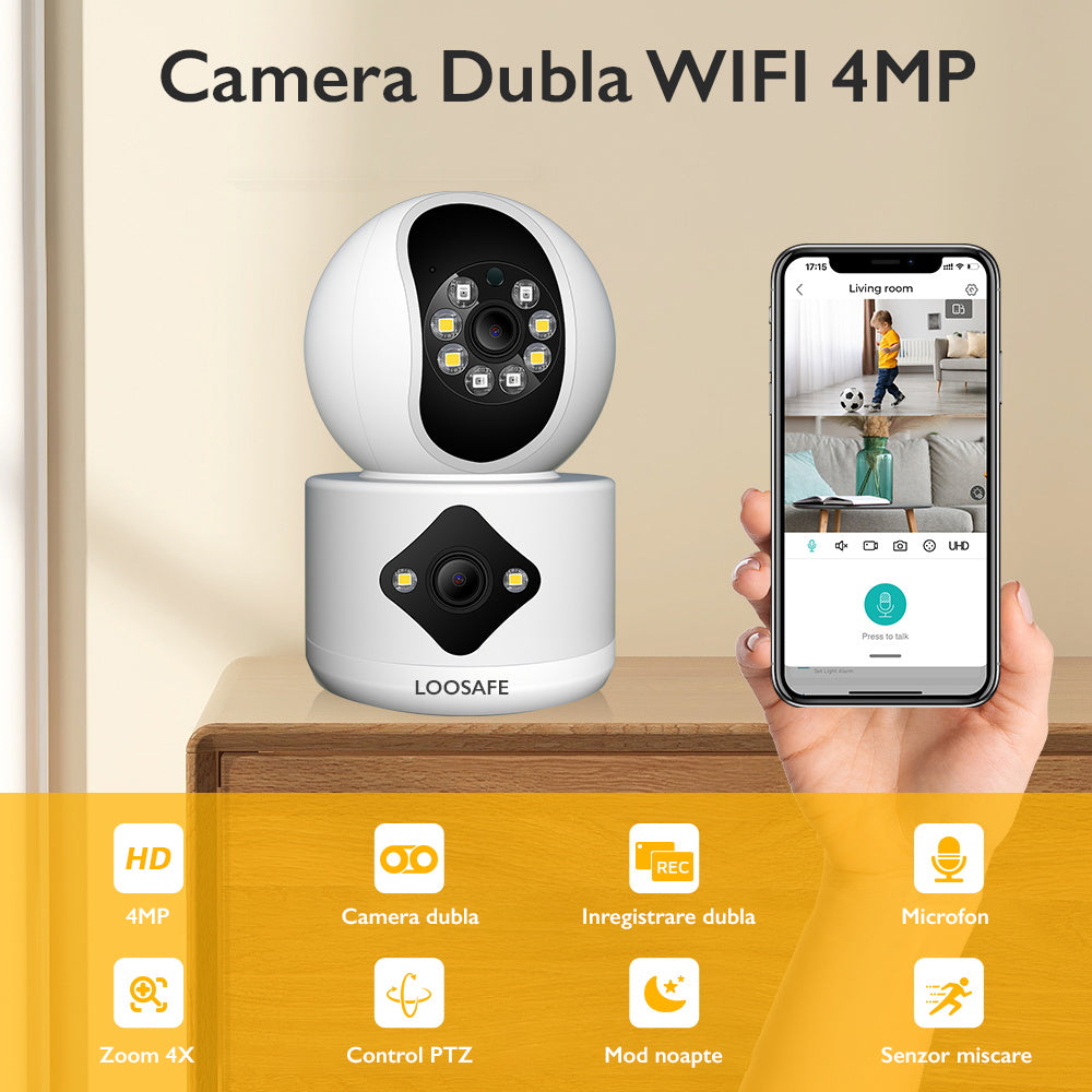 Camera de supraveghere dubla WIFI Loosafe 60DX Pro