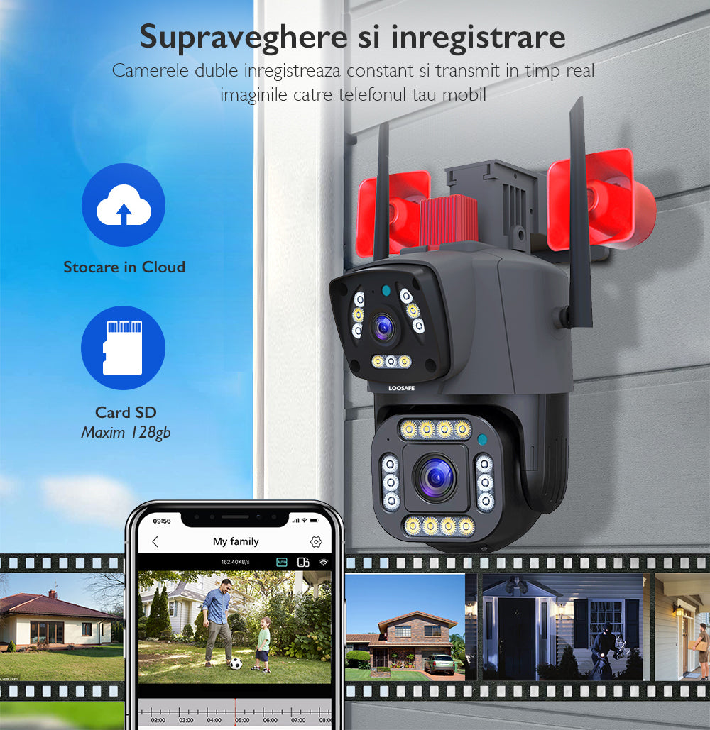 Camera de Supraveghere Dubla Wireless CCTV Loosafe 80XD Siren Pro