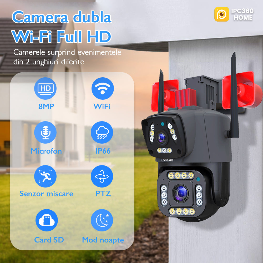 Camera de Supraveghere Dubla Wireless CCTV Loosafe 80XD Siren Pro