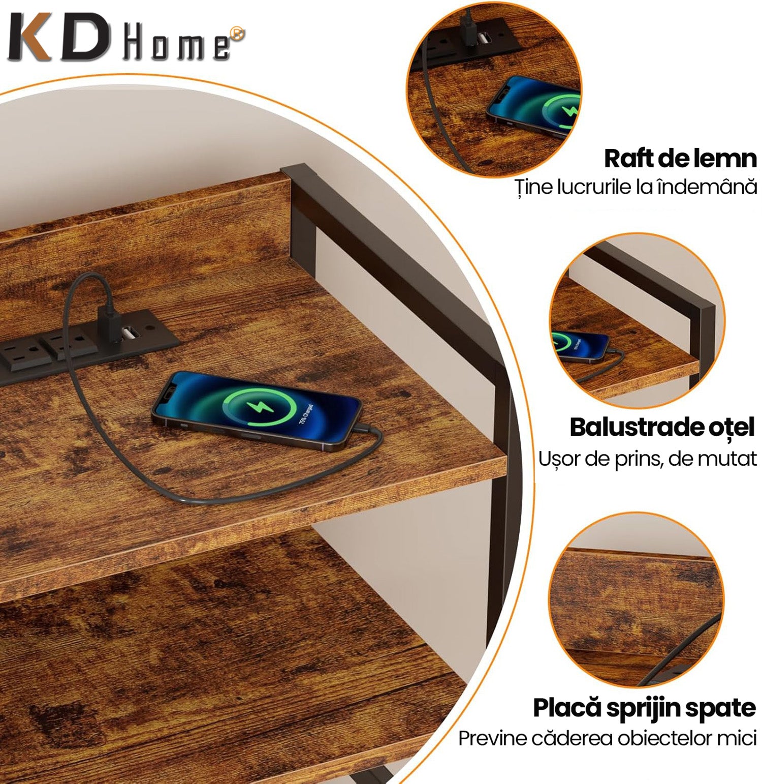 Noptiera cu Lumina KD Home LumiRest
