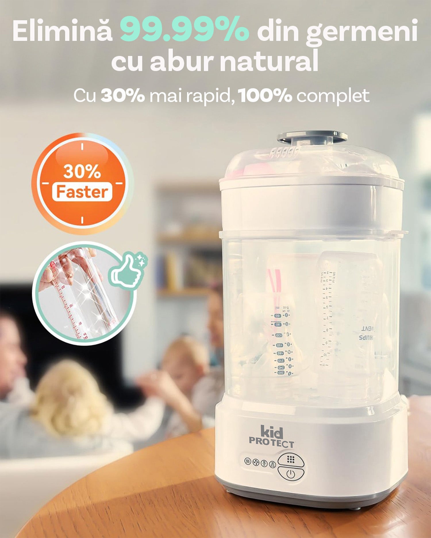 Sterilizator Biberoane Multifunctional 4 in 1 KidProtect VapoDry Elite