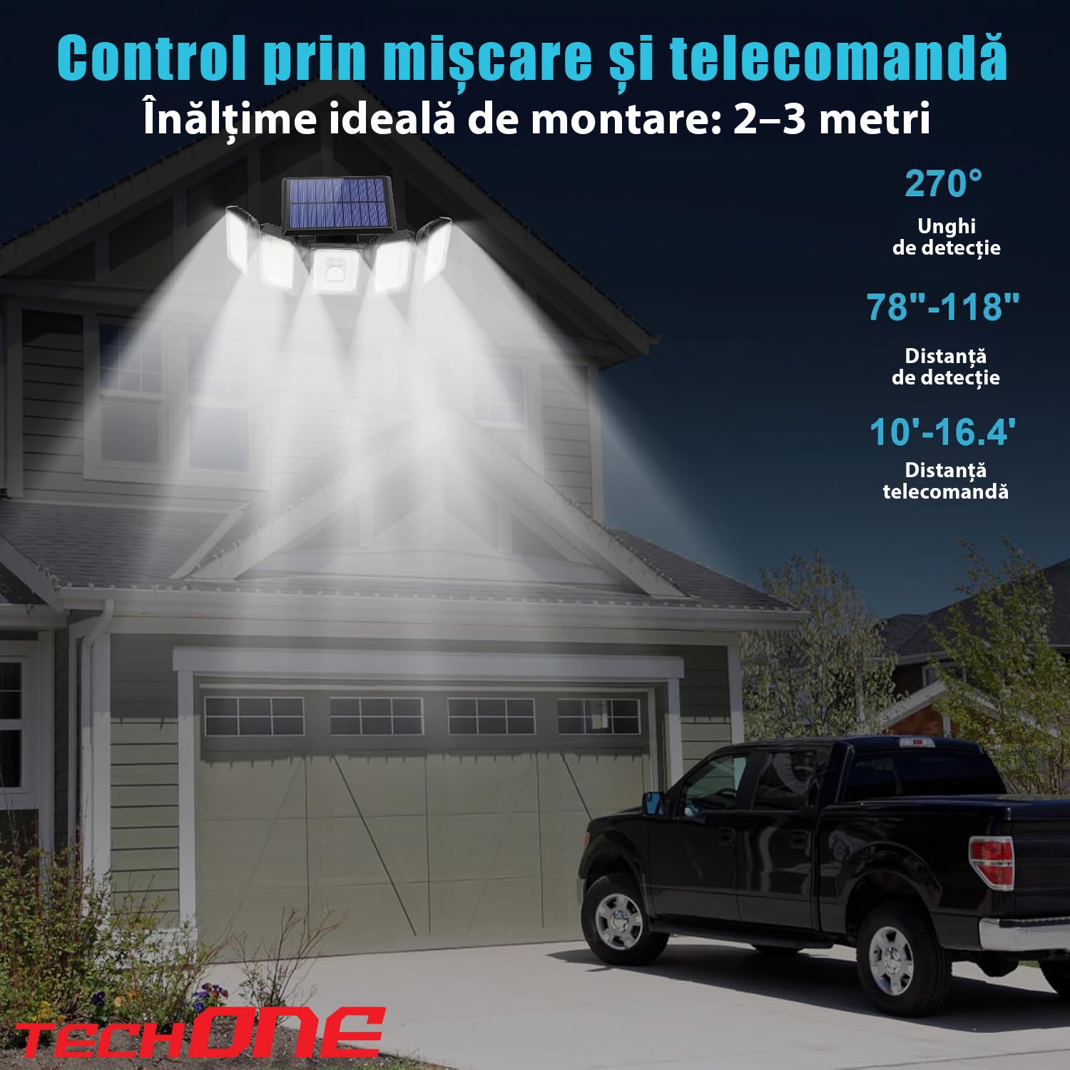 Lampa Solara Cu 5 Proiectoare Techone SolarPentashine