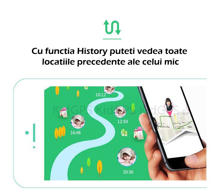 Ceas smartwatch GPS copii TechONE GW100 Touch, Roz