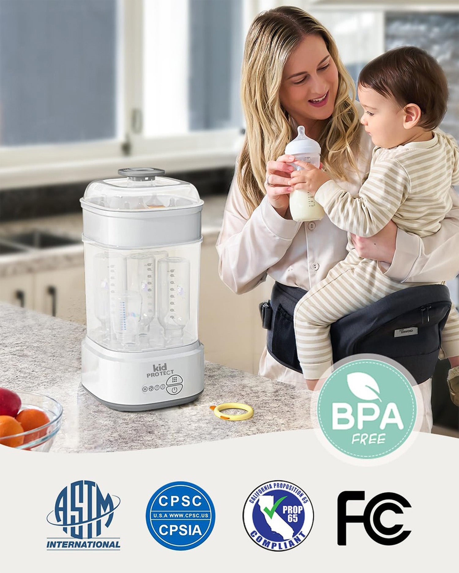 Sterilizator Biberoane Multifunctional 4 in 1 KidProtect VapoDry Elite