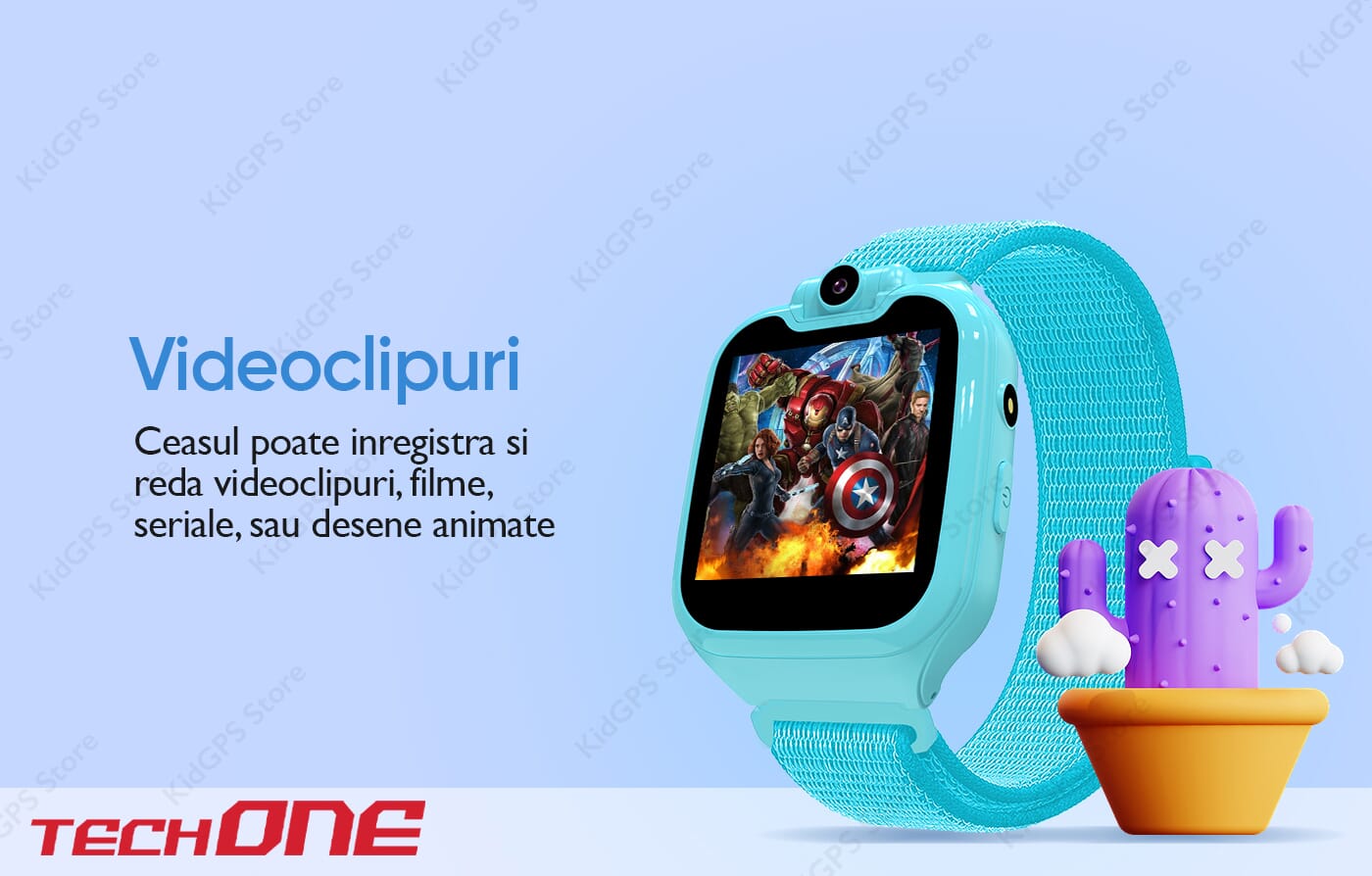 Ceas smartwatch copii cu telefon Techone G9, Albastru
