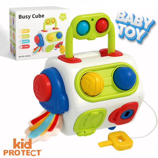 Jucarie Interactiva Bebelusi Montessori KidProtect Busy Cube