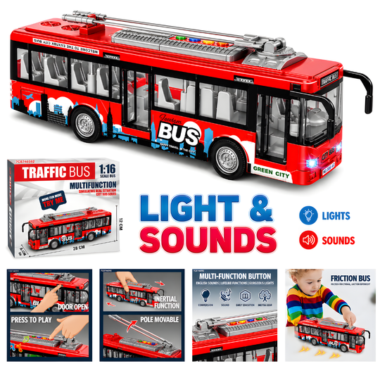 Autobuz de Calatori De Jucarie Pentru Copii, KidProtect City Joy Bus