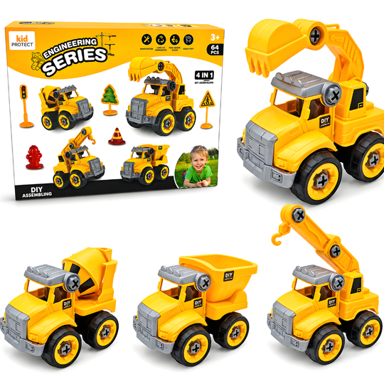Masinuta Demontabila Pentru Copii 4 in 1, KidProtect Construction Team Builder
