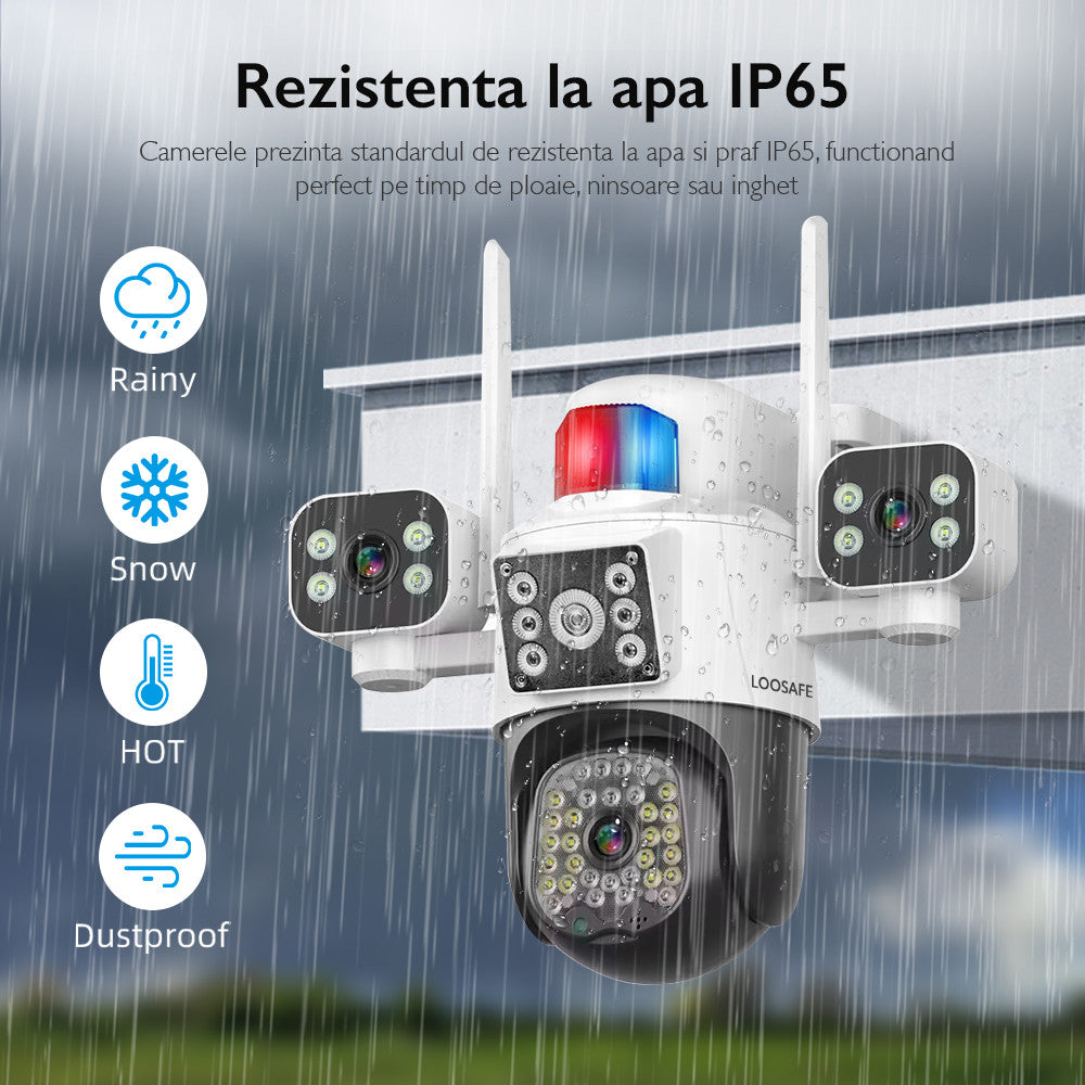 Camera de Supraveghere Cvadrupla Wireless CCTV Loosafe QuadView Sentinel, Negru