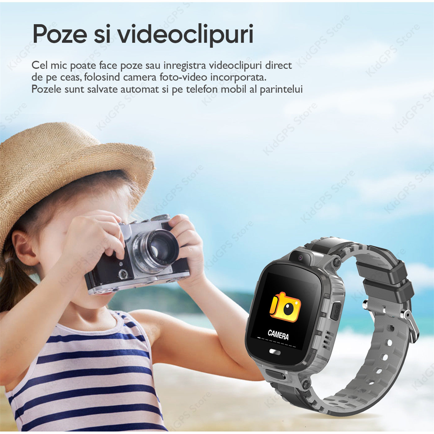 Ceas smartwatch copii GPS TechONE TD26, Roz