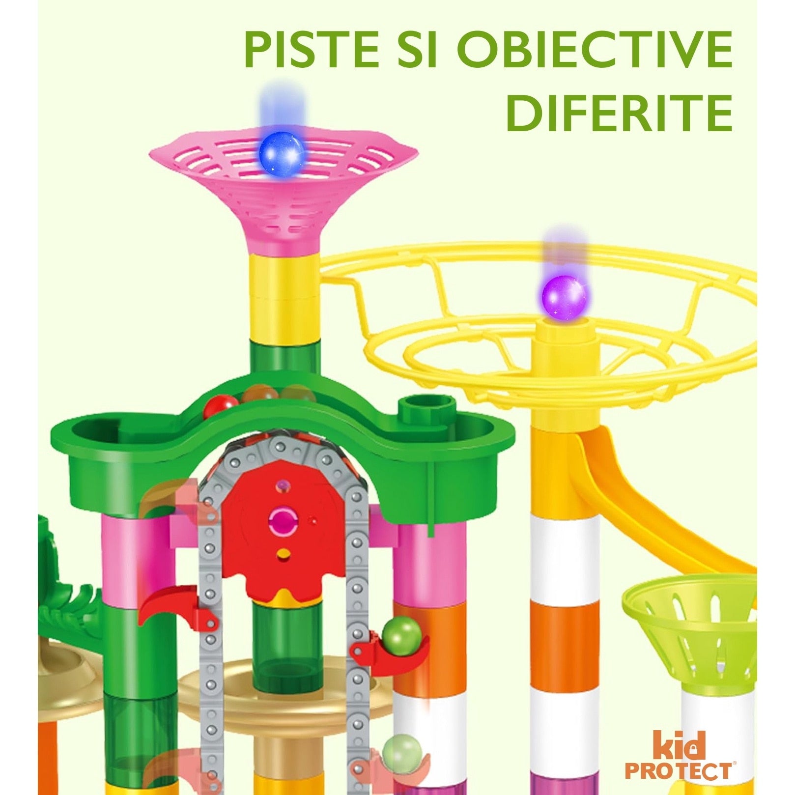 Set de Constructie cu Bile de Sticla Kidprotect Marble SphereCraft, 236 de Piese