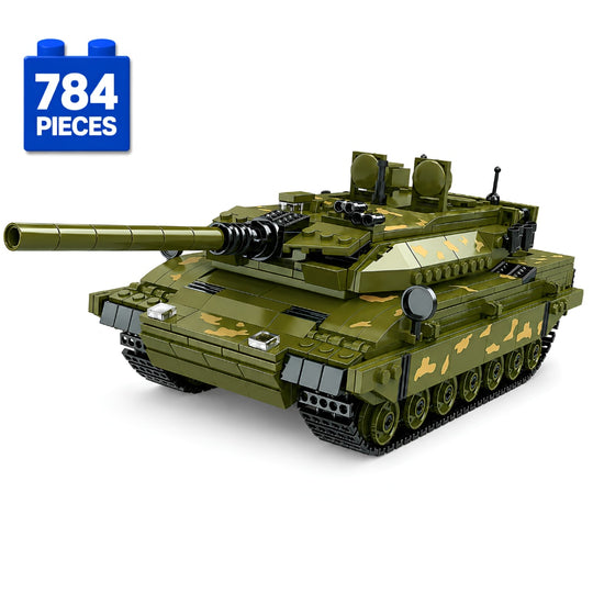 Set de Constructie cu Piese Tip Blocuri Constructie 784 Piese MiniBric Green Tank