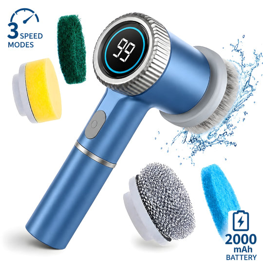 Perie Electrica de Curatare 5 in 1 Techone PowerScrub, Albastru