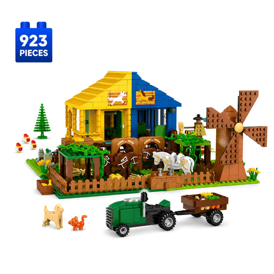 Set de Constructie cu Piese Tip Blocuri Constructie 923 Piese MiniBric Happy Farmhouse
