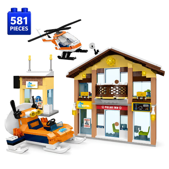 Set de Constructie cu Piese Tip Blocuri Constructie 581 Piese MiniBric Polar Inn 4190