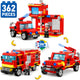 Set de Constructie cu Piese Tip Blocuri Constructie 362 Piese MiniBric 3 in 1 Fire Station