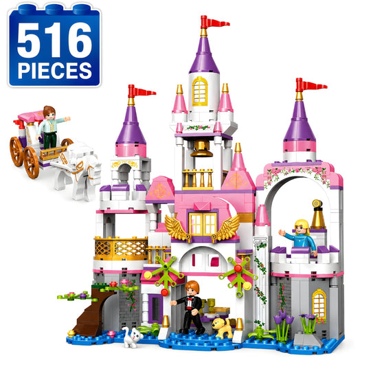 Set de Constructie cu Piese Tip Blocuri Constructie 516 Piese MiniBric Dreamy Castle