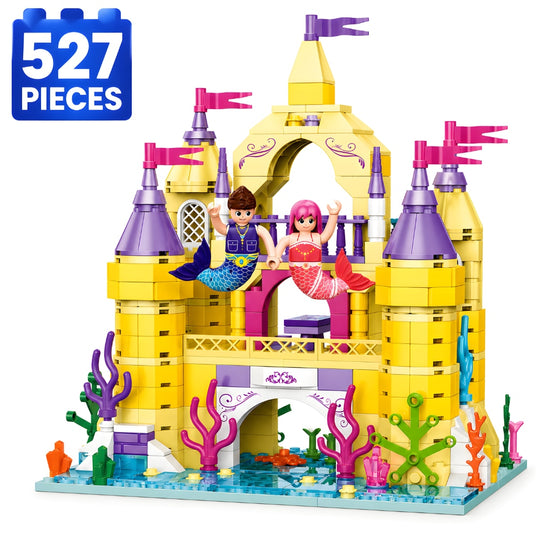 Set de Constructie cu Piese Tip Blocuri Constructie 527 Piese MiniBric Enchanted Mermaid Castle